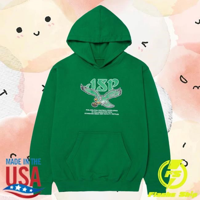 Men's Jsp Standard Issue X Philadelphia Eagles Kelly Green Throwback Pullover LS Hoodie