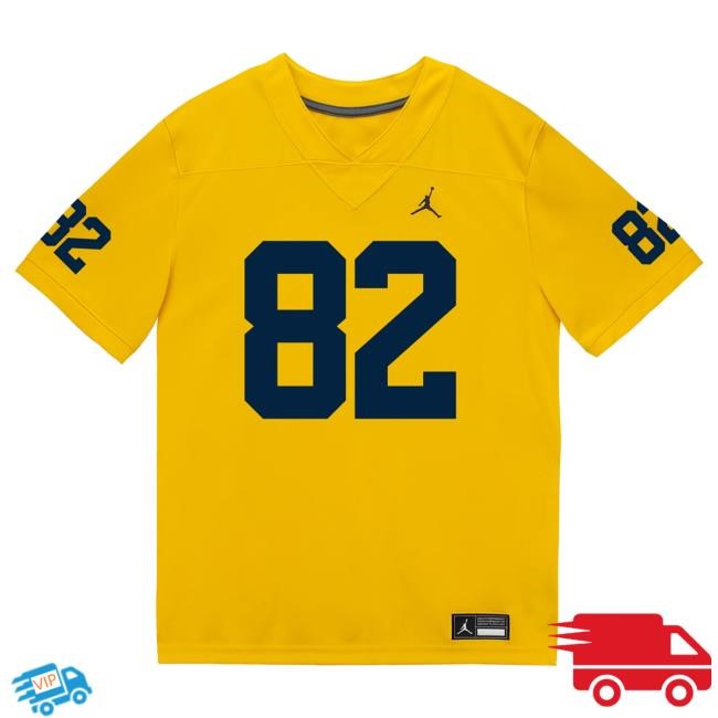 Michigan Wolverines #82 Devon Baxter Student Athlete Maize Football Jersey Top Shirt The M Den Shop