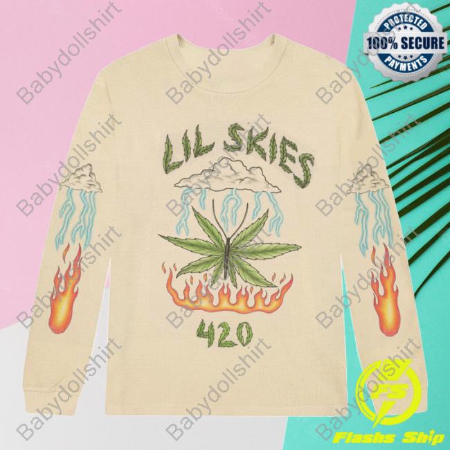 Official Lil Skies Clothing Store Shop Weed Butterfly Pullover Sweatshirt Lilskies Merch